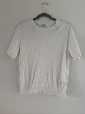 J.Crew Women’s Off White Short Sleeve Cotton Lightweight Knit Top Size Medium